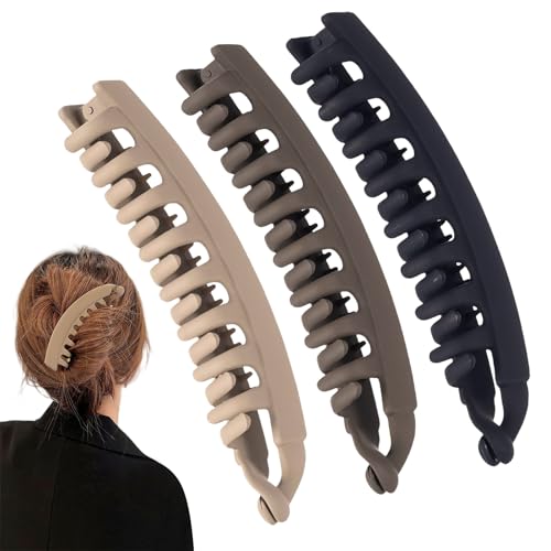 Muorruo 3 Stück Bananen-Haarspangen rutschfeste große Haarkrallen für Frauen klassische Doppelkämme Haarnadel-Zubehör für dicke dünne feine lockige lange und kurze Frisuren