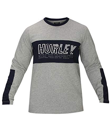 Hurley Mens Dri Fit Harvey Onshore Long Sleeve Shirt, Dk Grey Heather/Obsidian, L