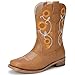 Bybmorto Girls Cowboy Boots with Sunflower Embroidery, Western Cowgirl Boots for Toddler/Little/Big Kids, Square Toe Side Zipper Non-Slip Shoes for Daily Birthday Wear