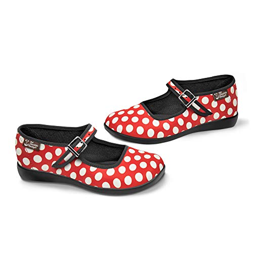 Image of Hot Chocolate Design Chocolaticas Funky Ballerina Mary Jane for Women, Red Polka, 6.5 Women