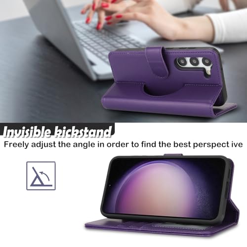 Image of Ｈａｖａｙａ for Samsung Galaxy S23 Wallet Case for Women magsafe Compatible Galaxy S23 Wallet case with Card Holder Detachable Magnetic flip Leather Cover-Deep Purple