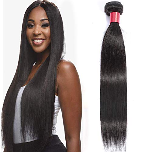 Lizourey Hair Unprocessed Brazilian Virgin Hair Straight Hair One Bundle 12inch Virgin Human Hair Weave Extension Weft Natural Black Color (100+/-5g)/bundle Can be Dyed and Bleached