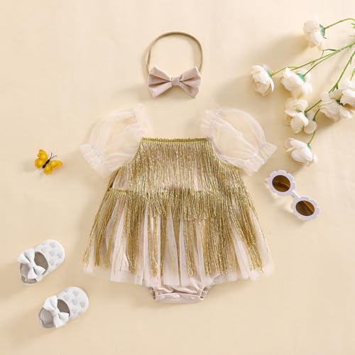 Baby Girls Clothes Infant Tulle Romper Short Sleeve Ruffle Bodysuits Baby Girl Outfit Infant Dress 0-24M2