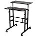SDADI 2 Inches Carpet Wheels Mobile Standing Desk Stand Up Desk Height Adjustable Home Office Desk with Standing and Seating 2 Modes 3.0 Edition, Black