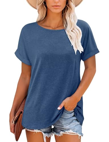 KISSMODA Summer Short Sleeve T Shirt Loose Fit Casual Dressy Women Top 2025 Trendy Ladies Fashion Blouses(S-3XL)
