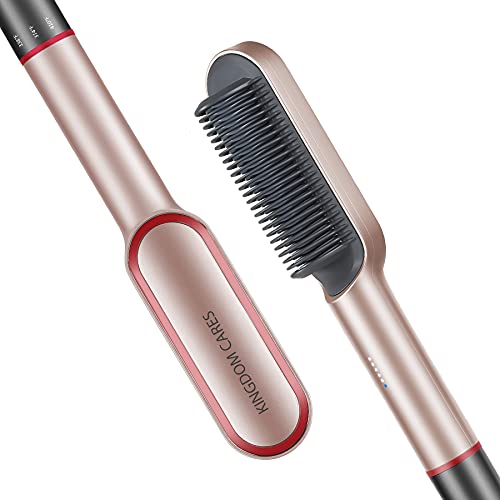 Hair Straightener Brush,KINGDOM CARES Ceramic Hair Straightening Brush & Iron with 5 Temp Settings for Frizz-Free Silky Hair-Anti-Scald & Auto-Off-Perfect for Professional Salon at Home