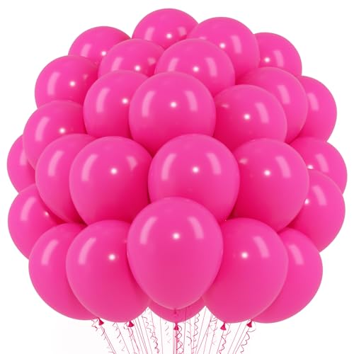 Image of Voircoloria Hot Pink Balloons, 66pack 12inch Dark Pink Latex Party Balloons for Wedding, Birthday, Graduation, Bridal Shower, Baby Shower, Gender Reveal, Anniversary, Anniversary Party Decorations