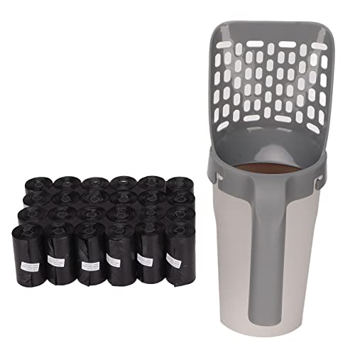 Pala para arena para gatos EVTSCAN, de plástico, integrada, desmontable, con bolsa de basura para caminar en casa