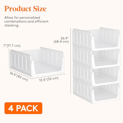 Lifewit 4 Pack Closet Organizers, Plastic Stackable Storage Bins for Clothes, Closet Organizers and Storage, Drawer Organizer for Wardrobe, Dorm, Bathroom, Kitchen , Office by Lifewit - Image 5
