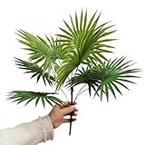 Urier 1Pack Tropical Plants Faux Palm Plant,20' Artificial Leaves for Decoration,Plastic Plants for Decoration Indoor,Palm Leaf Ceiling Fan for Tabletop Centerpieces Party Home Decor(Green)