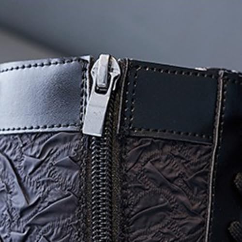 Girls Lace-Up Combat Riding Winter Boots Leather Waterproof Side Zipper Mid Calf Punk Goth Boot for Cosplay 4-12 Year4