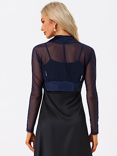 Allegra K Women's Satin Shrugs for Evening Dress Open Front Mesh Cardigan Elegant Wedding Bolero4