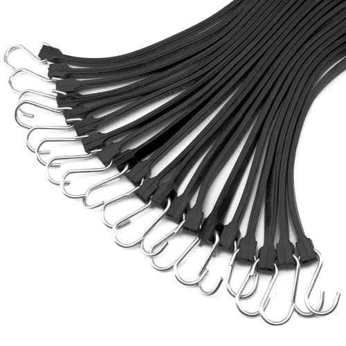 XSTRAP STANDARD 20 Pack 31'' Adjustable Rubber Tarp Straps, EPDM Bungee Cords with Hooks, Ideal for Securing Tarps, Canvases, Flatbed Trailers