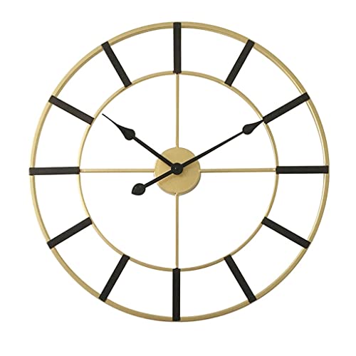 Horloge murale dorée de 60cm pour salon, pendule à quartz silencieuse - 2