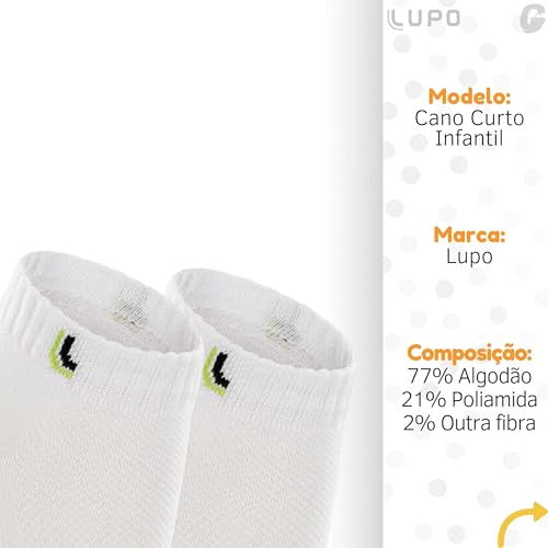 Kit 09 Pares de Meias Cano Curto Infantil Lupo Algodão Crianças Unissex | 28-31 | KIT - G