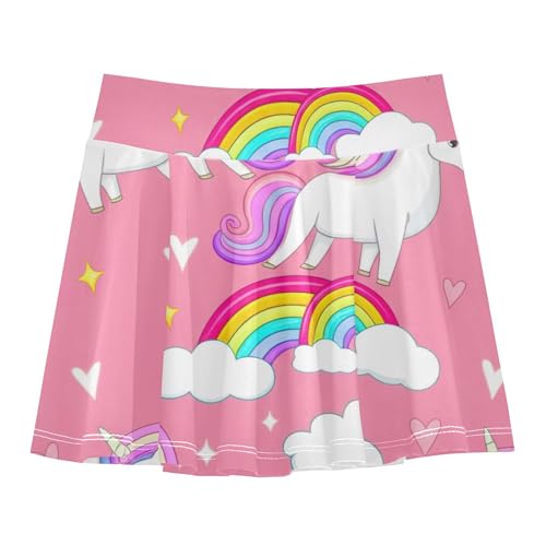 Cute Unicorns Rainbow Pink Athletic Shorts for Girls Skorts Toddler Tennis Skirts Cute Little Girl 3t