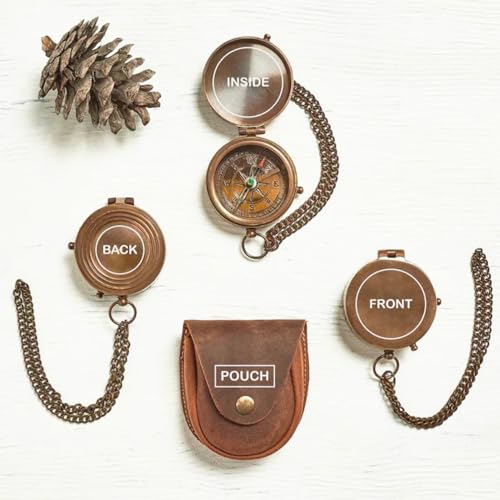 Brújula de bolsillo personalizada de latón con grabado miniatura 3