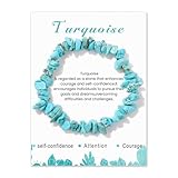 Vellivar Natural Stone Turquoise Crystal Bracelet, Gemstone Chakra Bracelet for Women Beaded Bracelets Good Luck Turquoise Jewellery Bracelet Healing Anxiety Bracelet for Girls Womens Birthday Gifts