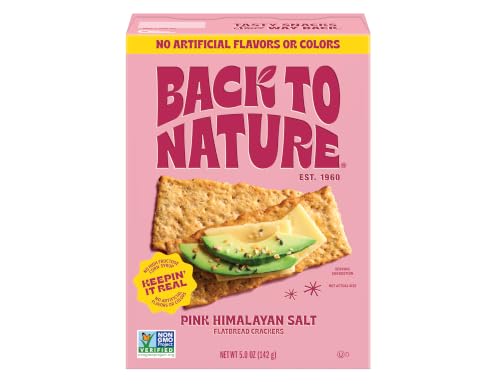 Image of Back To Nature, Crackers Flatbread Pink Himalayan Salt, 5 Ounce | Kosher, No Dairy Added, Plant Based, Wheat Flour, Non GMO No High Fructose Corn Syrup No Artificials, Wholesome Snacks 5oz