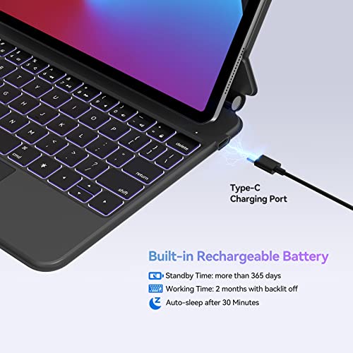Magnetic Floating Wireless Keyboard Case: Magic-Style Case With Keyboard For Ipad Pro 11 Inch& Ipad Air 4/5 Gen 10.9 Inch, Rechargeable Bluetooth Keyboard Case With Backlit Keys/Multi-Touch Trackpad #TOP7