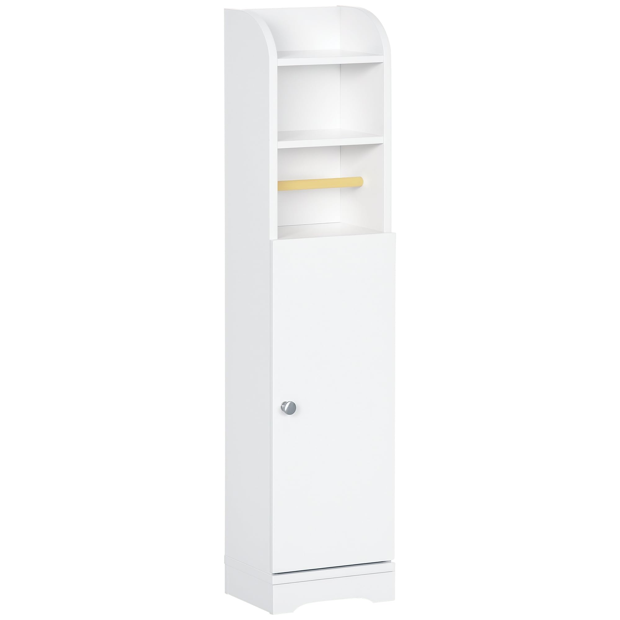 kleankin Badezimmerschrank Badschrank mit 2 Offenen Ebenen, Schrankfach, Eckschrank mit Toilettenpapierhalter, Toilettenschrank für Bad, Weiß, 23 x 18 x 100 cm