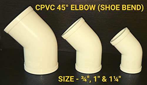 Image of YECC Pipe Fitting CPVC 45 Degree Elbow Shoe Bend (1-1 /4 inch, Pack of 30)