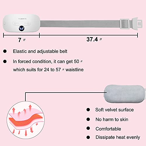 Image of Portable Cordless Heating Pad for Cramps, Electric Waist Belt Device, Fast with 3 Heat Levels and Massage Modes, Back or Belly Women Girl
