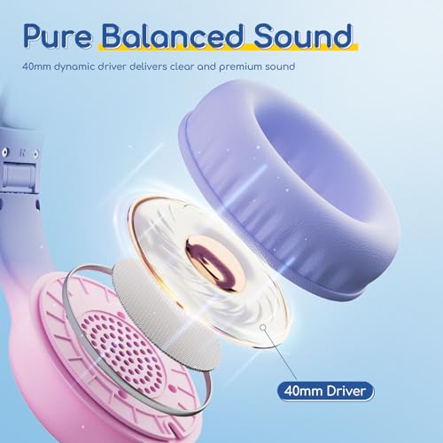 Image of EarFun K1 Kids Headphones Wired with Microphone, Typc-C, 85 /94dB Volume Limit Headphones for Kids, Portable Wired, Stereo Sound, Foldable Headset for Tablet /iPad /Kindle (Gradient Violet)