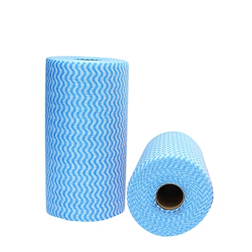 Image of Handi Wipes Reusable Cloth Disposable Cleaning Cloth Kitchen Dish Cloth Dish Towels Dry Blue Washable Wipes Dish Towel Rolls, Soft Durable And Absorbent, 2 Rolls,Total Pack Of 200, Blue