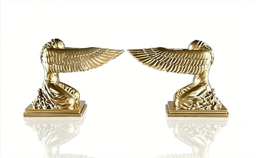 winlead 2PCS Kneeling Ark Angel Statue, Gold Plated Ark of The Covenant Historic Replica Figurine, Religious Decorative Figurine Collectible, Praying Angel Statue for Home or Garden, Movie Props