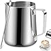 DELERKE Milchkännchen Edelstahl 400ml Milchkännchen Milchkännchen Aufschäumen Handheld Edelstahl Aufschäumkännchen 400 ml Milchkännchen Edelstahl Milchkännchen 400ml（SILVER-400-MILK CUP）
