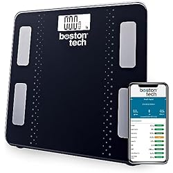 Báscula De Peso Online Báscula de Baño Digital Grasa Corporal, Balanza Bluetooth Inteligente con App, 13 Mediciones de Peso, Análisis Corporal. Compatible Andriod y iOS. Máx.180kg. DIETA GRATIS PARA BAJAR DE PESO (Negro)