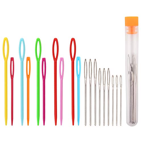 AIEX 30Pcs Plastic Sewing Needles and 9Pcs Large Eye Blunt Needles, Colorful Safety Yarn Lacing Weaving Sewing Needles for Kids Craft Needle Projects