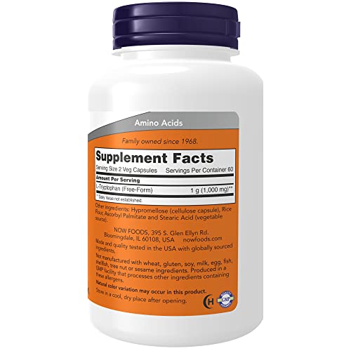 Now Supplements, L-Tryptophan 500 Mg, Encourages Positive Mood*, Supports Relaxation*, 120 Veg Capsules #TOP1