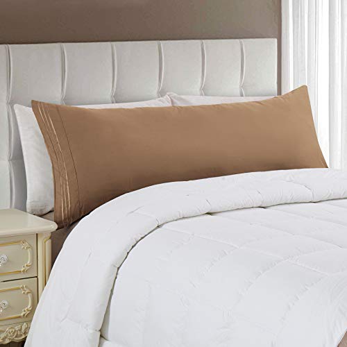 Elegant Comfort Luxury Ultra-Soft 1-Piece Body Pillowcase - 1500 Premium Hotel Quality Microfiber Double Brushed - Wrinkle Resistant, Body Pillowcase Size, Taupe