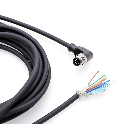 Cable M12 de 8 pines macho a cable volador acodado de 15m para sensor industrial 6