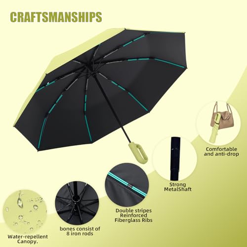 Compact Automatic Folding Travel Umbrella-Windproof Rainproof, PF50+ Sun Protection for Hiking,Outdoor,Chool,Golf Course & Daily Use,Sturdy Multi-Ribbed Frame - Image 5