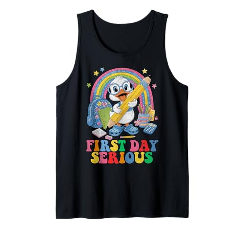 Back to School Kids Boys First Day Serious Duck Lover Tank Top