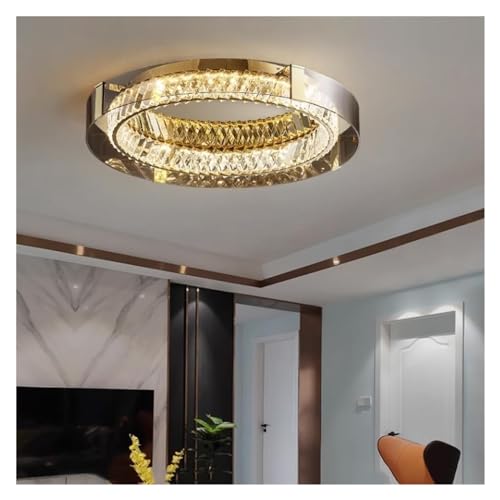 Plafonnier en verre cristal et acier inoxydable avec télécommande pour salon - 6