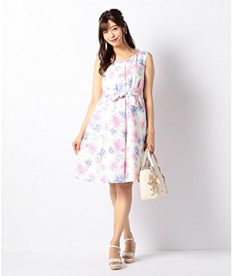 Amazon Co Jp フェルゥ Feroux 洗える トロピカルサマーフラワー ワンピース パープル系3 1 服 ファッション小物