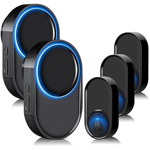 Wireless Doorbell - PHYSEN Waterproof Doorbell Chime Kits 2 receivers - Operating at 1300 ft Range - 58 Melodies 5 Volume Levels & LED Flash - Door Bells & Chimes Wireless for Home Classroom Cover