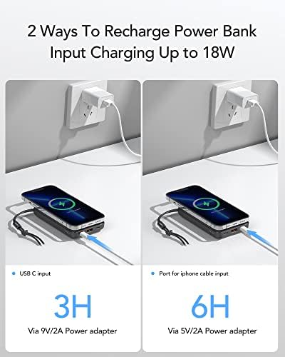 Wireless Power Bank,VRURC Magnetic Wireless Portable Charger With Finger Holder, 10000mAh Power Bank With PD 22.5W Fast Charging USB Port, Magnetic Battery Compatible for iPhone 12 & 13 Series-Black
