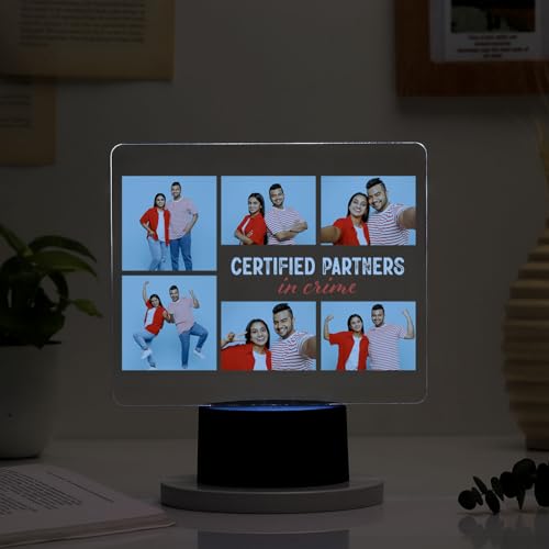 Image of IGP Personalized Siblings LED Photo Lamp | Same Day Delivery | Custom Acrylic Night Light with 7-Color RGB Lighting | Rakhi Gift for Brother & Sister | Birthday Present | Photo Lamp