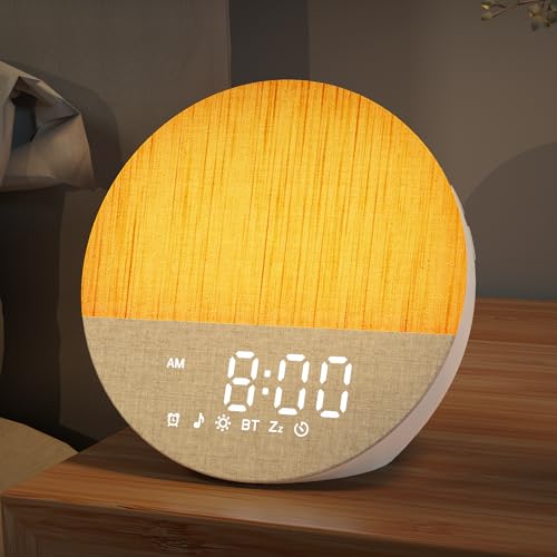 Sunrise Alarm Clock with Sound Machine: Sunlight Alarm Clock, Gradual Wake-up Light for Heavy Sleepers, Memory Function, Bluetooth - White Noise Machine with 30 Natural Soothing Sleep Sounds Therapy