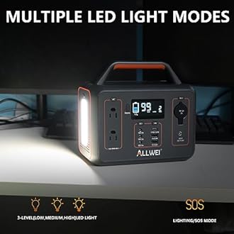 ALLWEI Portable Power Station 300W, 280Wh Solar Generator with 110V Pure Sine Wave AC Outlet, Backup Lithium Battery Generator for CPAP Outdoor RV Camping Emergency Home Use