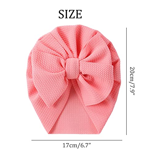 Cinaci 8 Pack Solid Big Knotted Hair Bow Large Bowknot Knot Beanie Turban Hats Caps Headwraps For Baby Girls Infants Toddlers Kids #TOP6