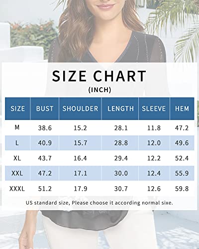 Valolia Blouse Office For Women, Wear To Work Blouses For Women Casual Relaxed Simple Shirts For Spring Summer Soft And Comfy Dressy Blouse Pleated Knit Tunics Top Multicolor Black Medium #TOP4