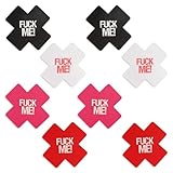 ALIBBON 4 Pairs Nipple Pasties Pack Glow in the Dark Nipple Covers Stickers Disposable Cross Shape Pasties Adhesive Breast Petals Fuck Me Nipple Pasties Sexy Valentines Breast Pasties One Size