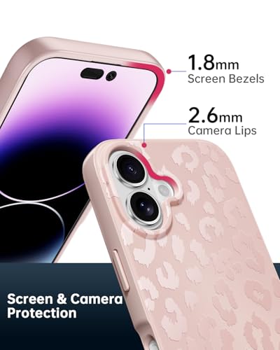 Coque iPhone 16 Plus esthétique neutre beige crème compatible MagSafe léopard - 5