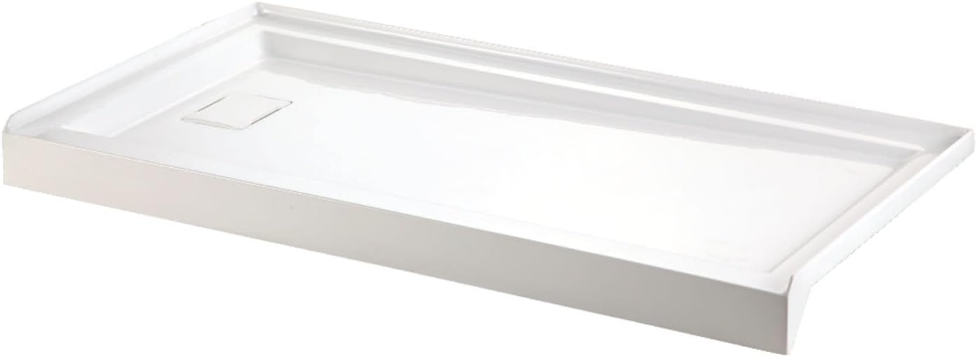 Aqua Eden VTSB60325L Dominica 60" x 32" Single Threshold Shower Base with Left Drain Hole, White